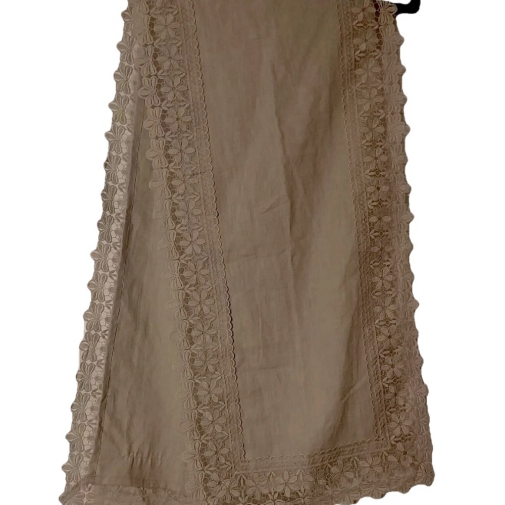 Lily Alessandra Linen Theresa Natural Linen Lace Scalloped  Edge Runner 15x72"